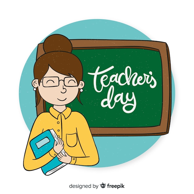 Hand drawn world teacher's day background