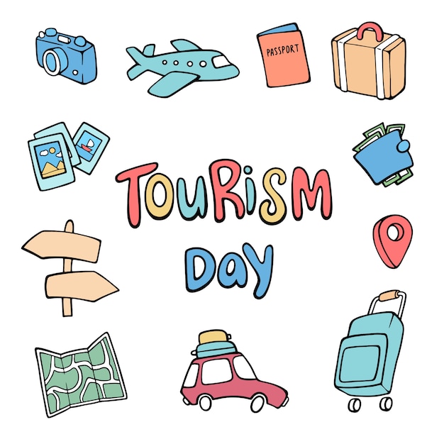 hand drawn world Tourism Day background