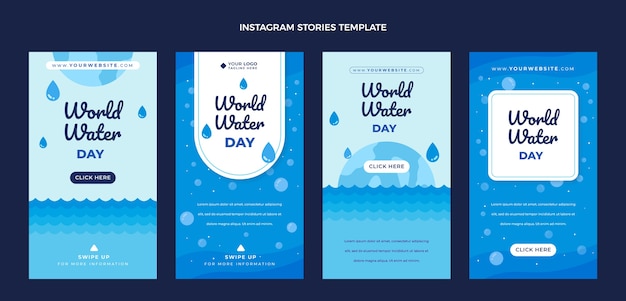 Hand drawn world water day instagram stories collection