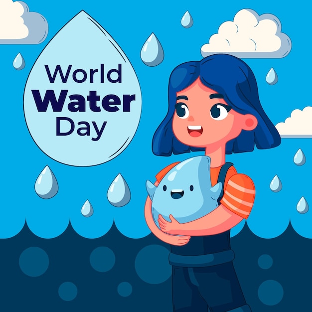 Hand drawn world water day