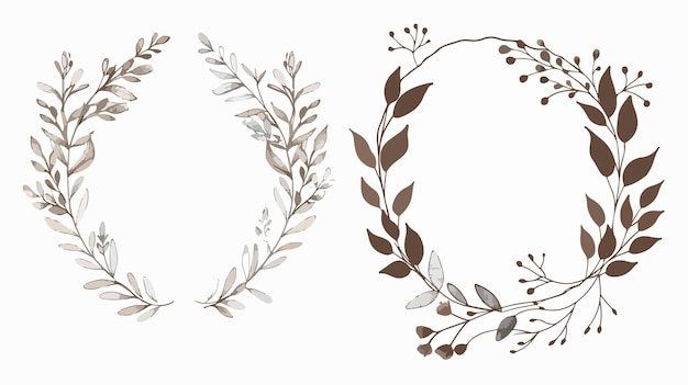 Hand Drawn Wreath and Branches Decoration Design