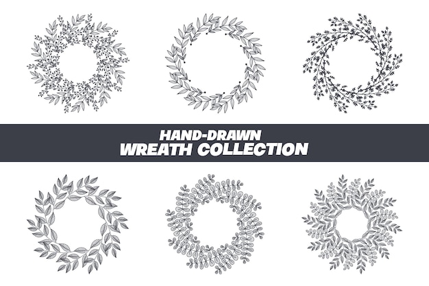 Hand Drawn Wreath Vector Illustration Collection