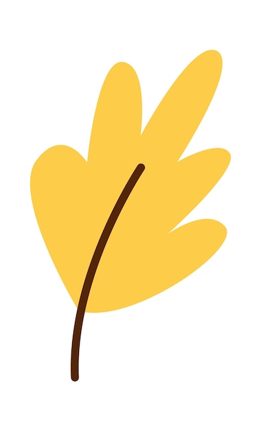 Hand drawn yellow leaf flat icon