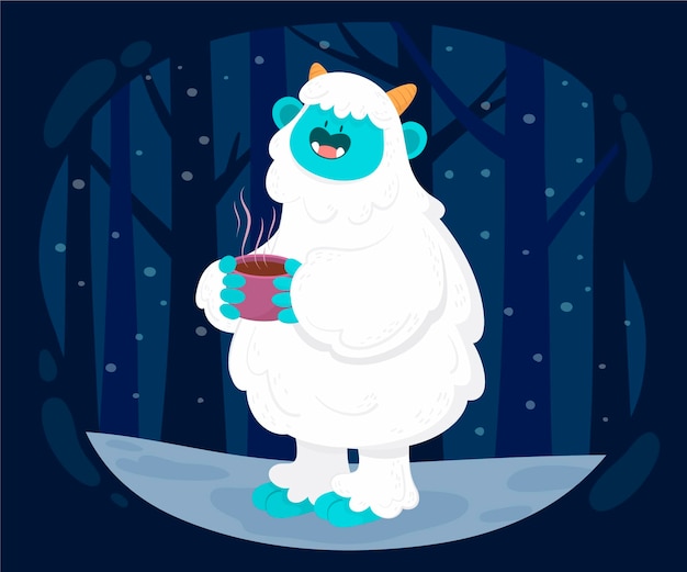 Vector hand-drawn yeti abominable snowman illustration