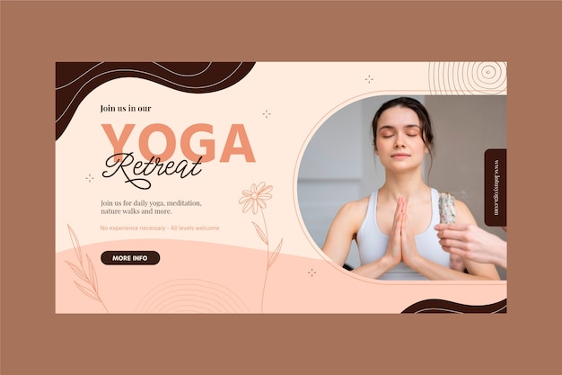 Vector hand drawn yoga retreat horizontal banner