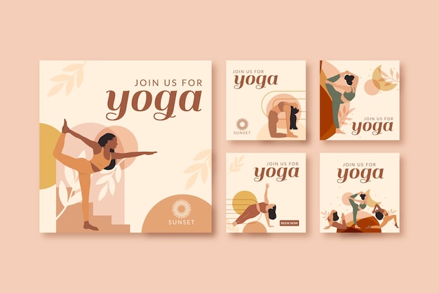 Hand drawn yoga retreat instagram posts