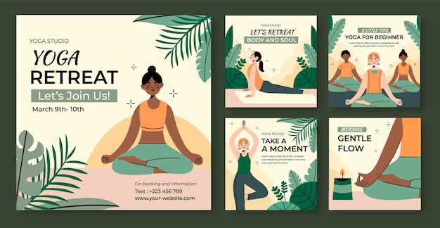 Hand drawn yoga retreat template