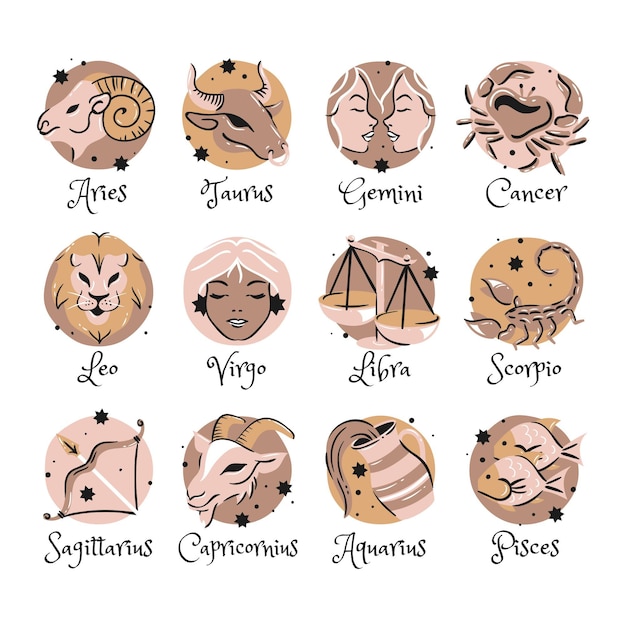 Hand drawn zodiac sign collection