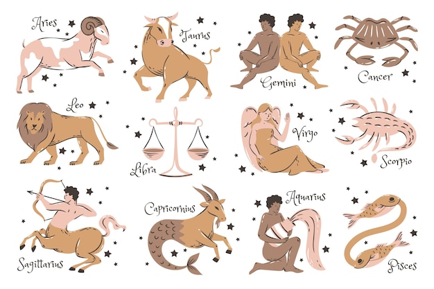 Hand drawn zodiac sign collection