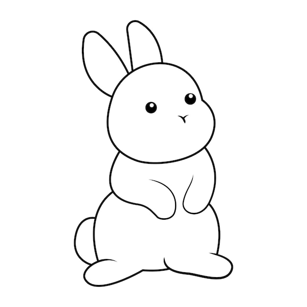 Hand drew cute bunny outline illustration