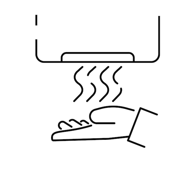 Hand dryer vector line icon sign illustration on background editable strokes