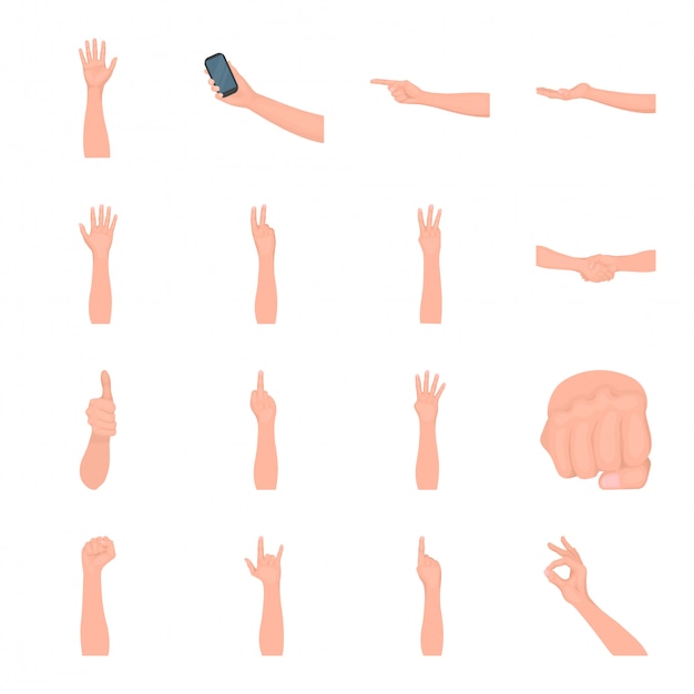 Hand and finger  cartoon set icon. Isolated cartoon set icon gesture.  hand and finger  .