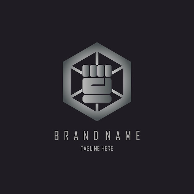 hand fist hexagon logo design template for brand or company and other