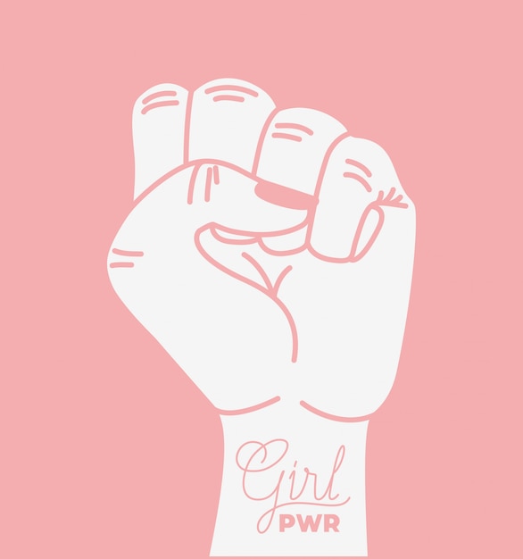 Hand fist with girl power phrase