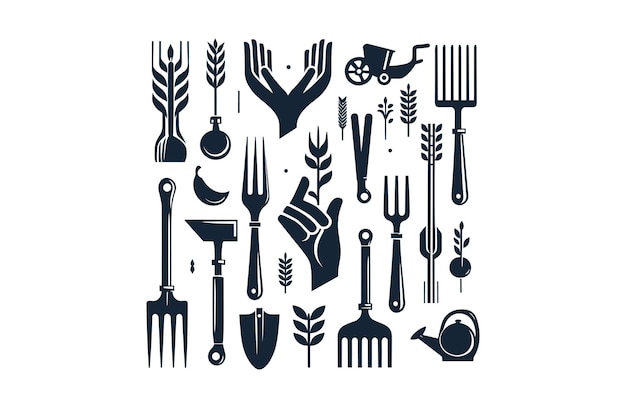 Hand fork farm tools vector