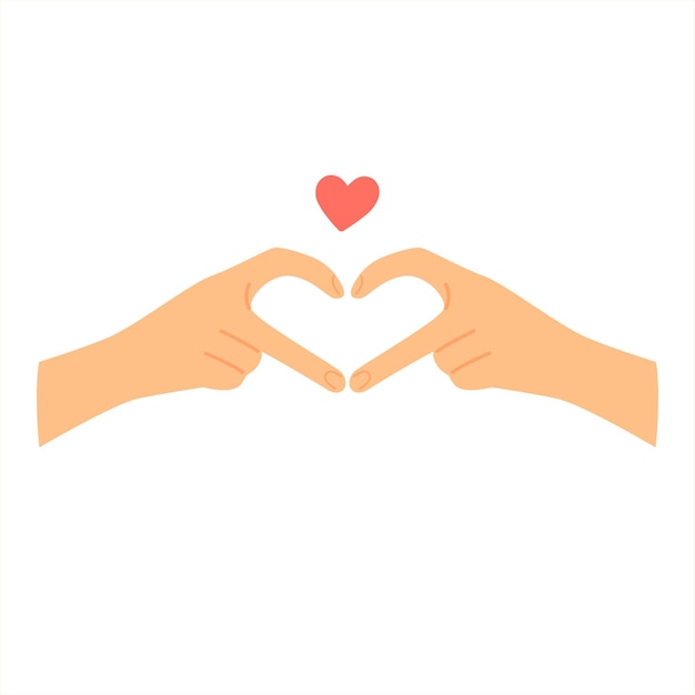 Hand gesture of finger heart Love hand sign for love Valentines day cartoon vector illustration