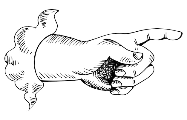 Hand gesture Finger pointing Hand drawn sketch vector