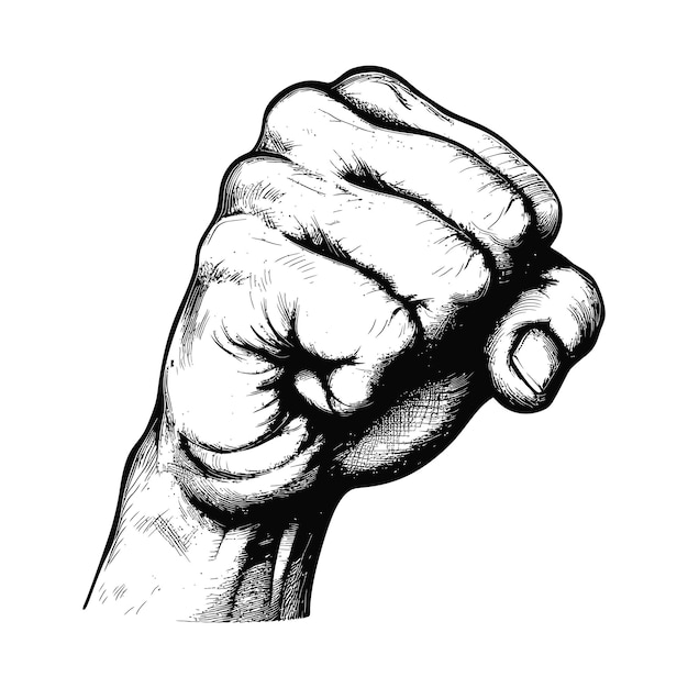 hand gesture in old engraving style for drawing reference