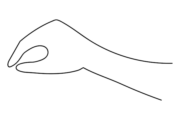 Hand gesture. Palm with closed fingers. Hold something with your hand. Hand and wristin doodle style