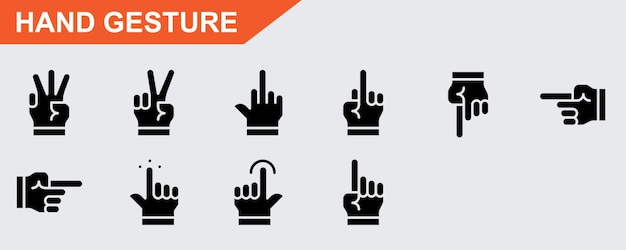 Hand gesture vector icons on white background