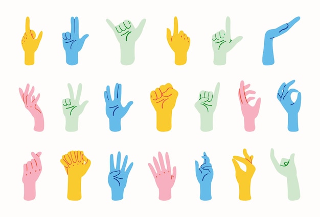 Vector hand gestures in flat design