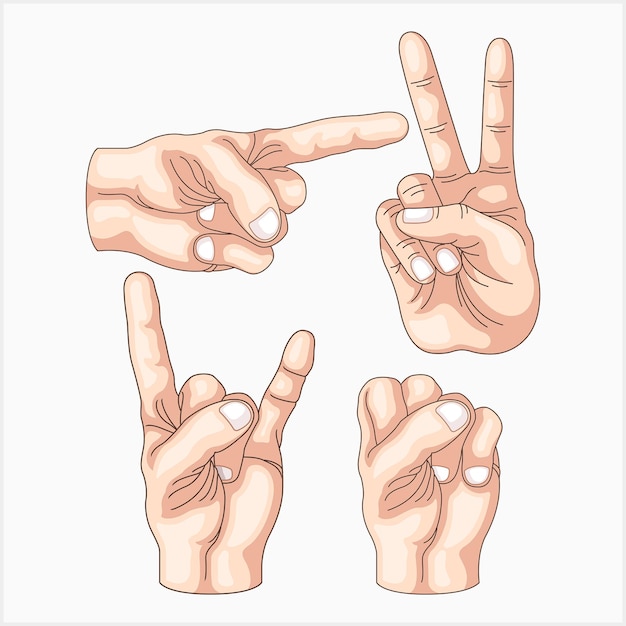 Hand gestures vector set illustration