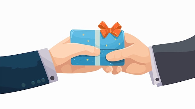 Vector hand giving credit card and present gift professional business transaction concept