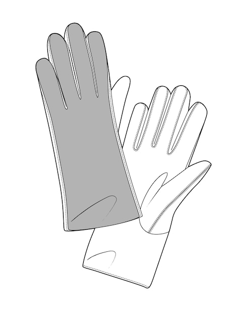 Vector hand gloves flat drawing vector template