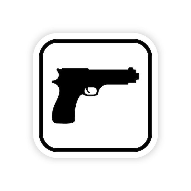 Hand Gun Black Silhouette Icon Old Handgun Glyph Pictogram Pistol Weapon Trigger Flat Symbol