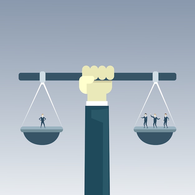 Vector hand hold balance scales