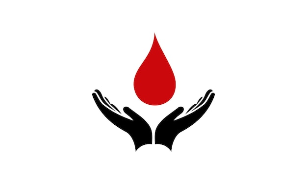 hand hold the blood drop icon, Hand donate blood logo vector