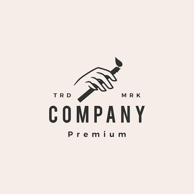 Hand hold candle hipster vintage logo 