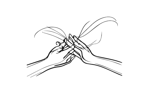 Vector hand holding another hands two hands