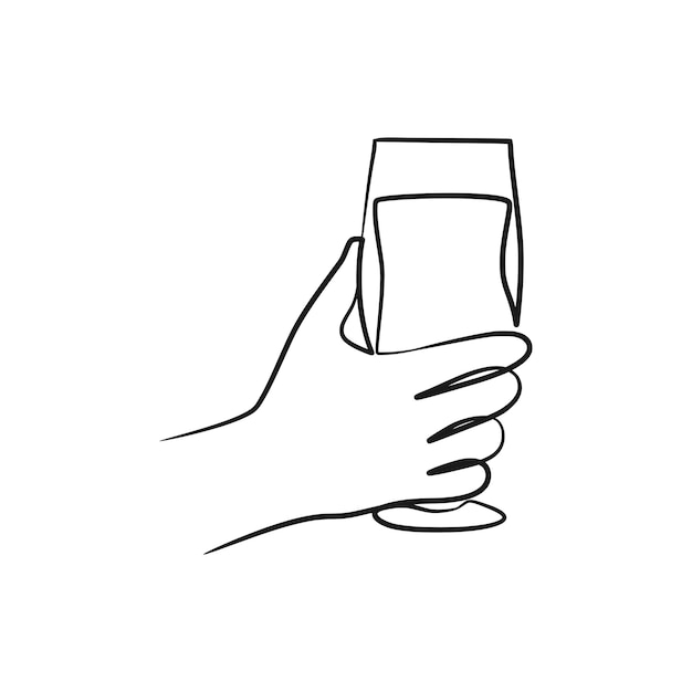 Hand holding beer continuous one line art