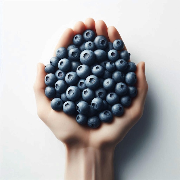 Vector a hand holding blueberries that has the words  blueberries  on it