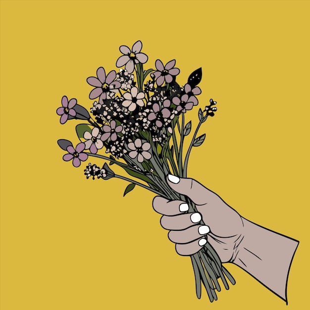 Vector a hand holding a bunch of flowers that says beet