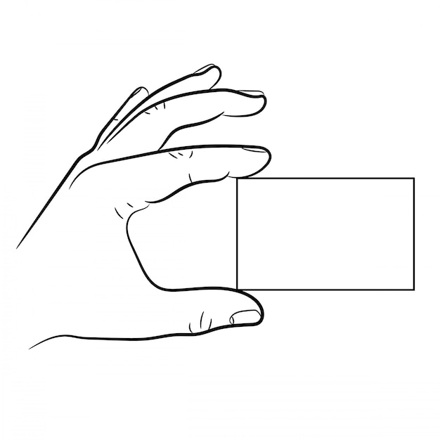 Hand holding a business card of vector illustrations