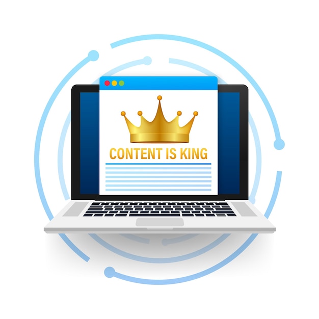 Hand holding Content is the king message Content marketing Cartoon Vector Illustration