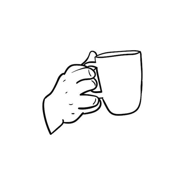 Hand holding a cup of coffee icon line art of hand holding a cup of coffee