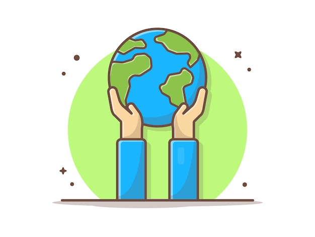 Hand Holding Earth Vector clipart Illustration