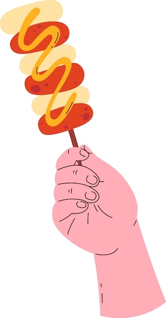 Vector hand holding fast food on stick