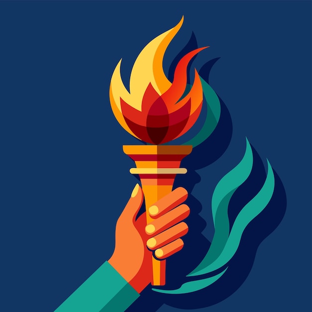 hand holding Flaming torch vector illustration