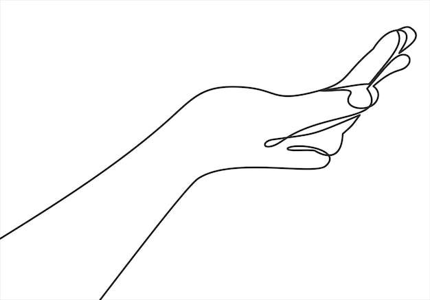 Hand holding gesture. Single continuous line hand gesture graphic icon.