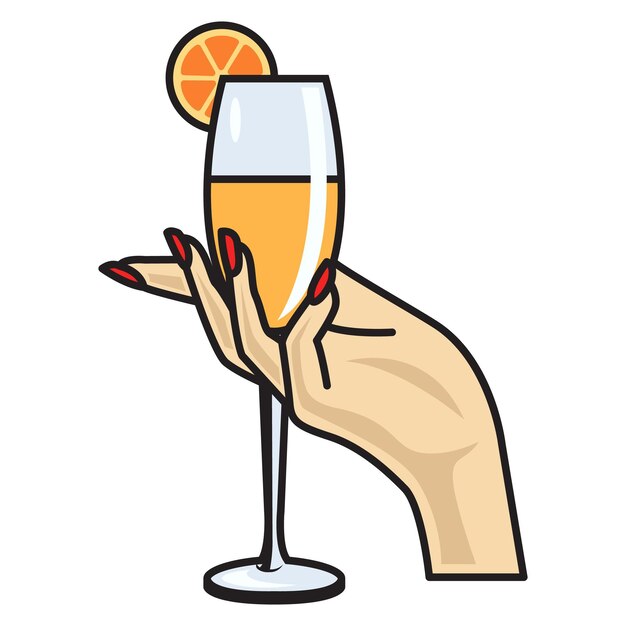 Vector a hand holding a glass of wine and a glass of beer