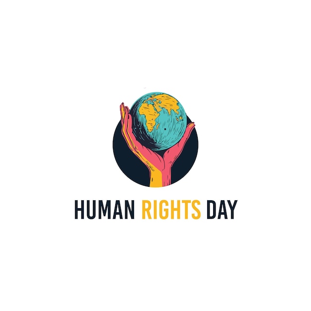 Vector a hand holding a globe that says human rights day day