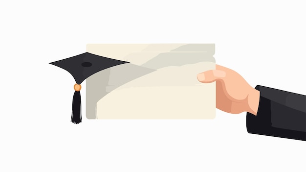 Vector hand holding graduation certificate illustration for academic success