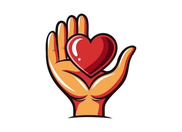 Hand Holding Heart Icon Vector Illustration for Charity and Love