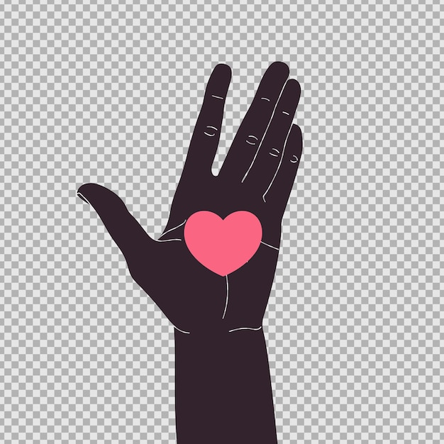 Vector hand holding a heart on open palm vector illustration