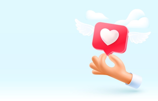 Hand holding heart social like icon banner message Vector