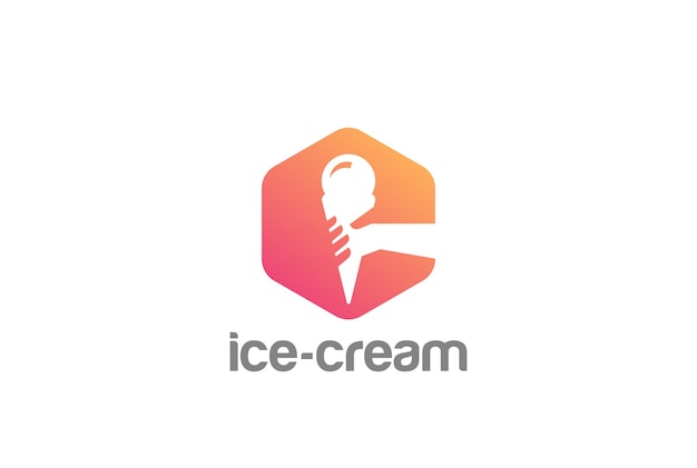 Hand holding Ice-cream Logo icon